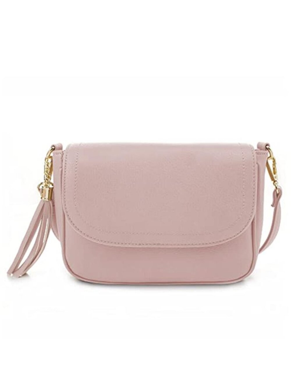 small crossbody bag women flap saddle purse vegan leather tassel shoulder blush